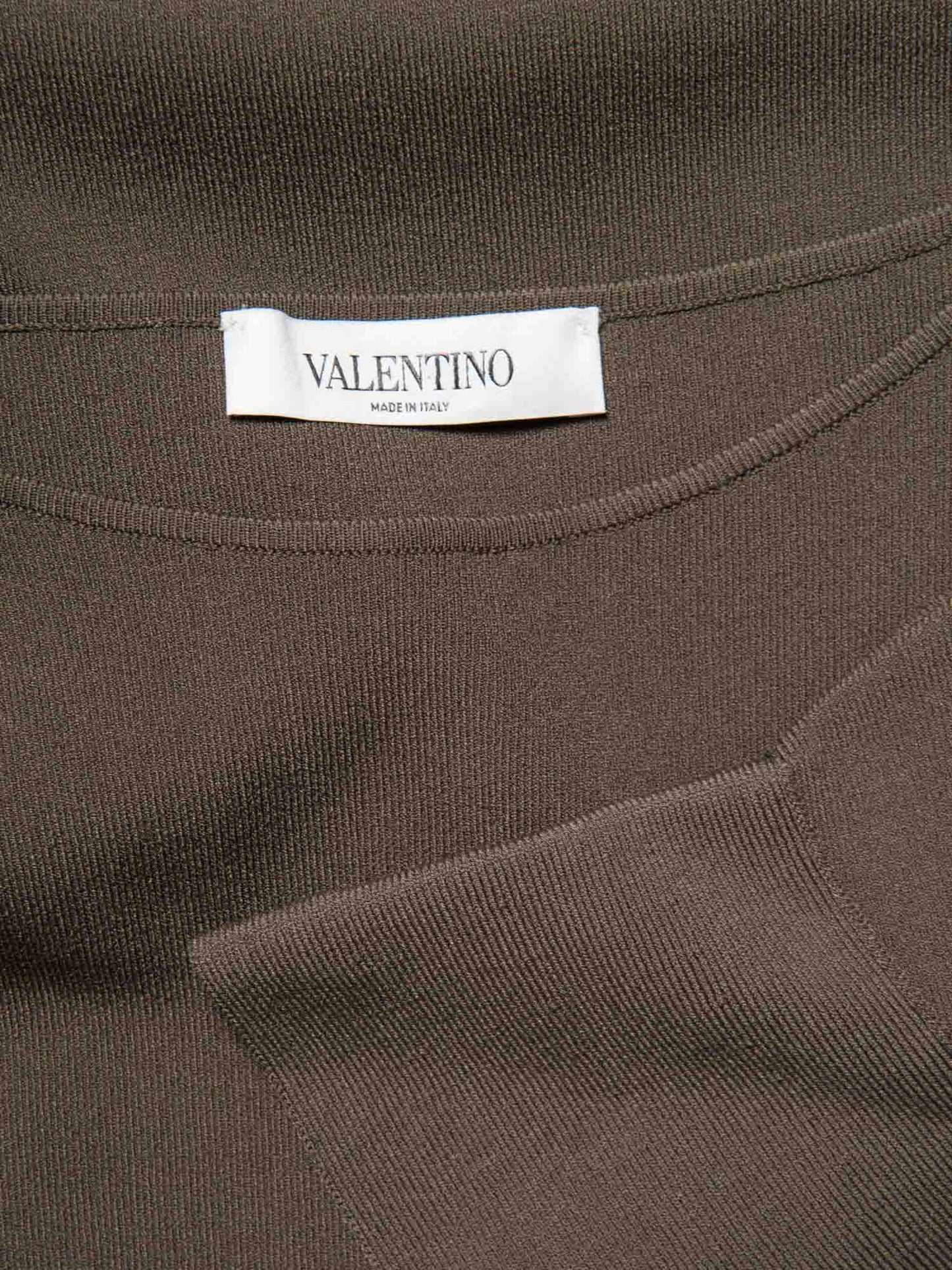 Valentino Short Sleeve Bodycon Midi Dress Olive Green
