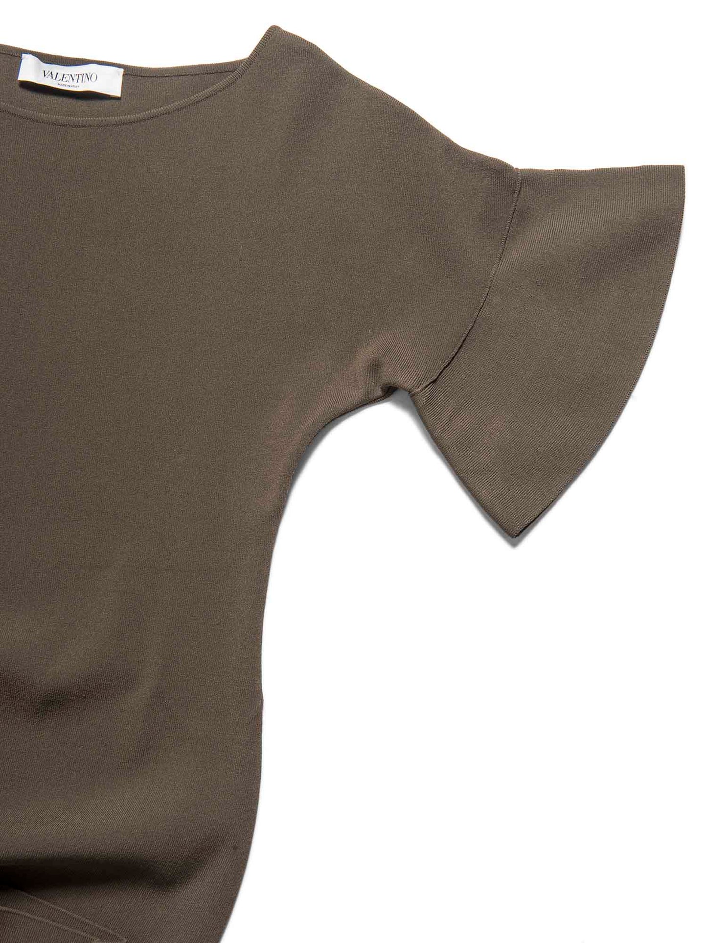 Valentino Short Sleeve Bodycon Midi Dress Olive Green