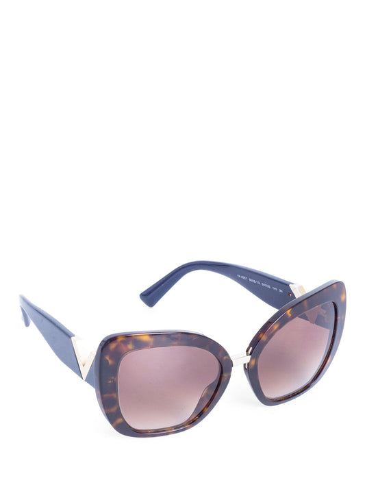 Valentino V Logo Tortoiseshell Cat Eye Sunglasses Brown Blue