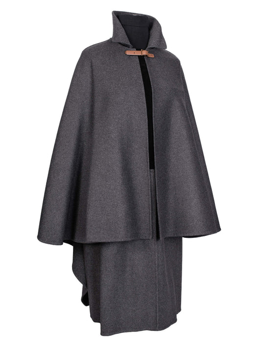 Valentino Wool Cape Coat Grey