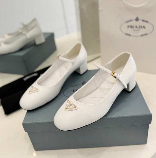 PRADA Ballerina Pumps 40 White Lambskin