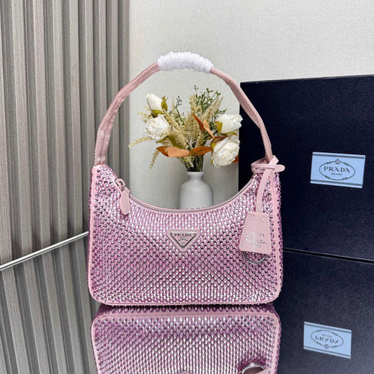 Prada Re-Edition Mini-Bag Satin/Crystal Pink