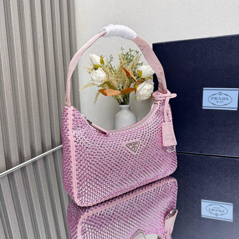 Prada Re-Edition Mini-Bag Satin/Crystal Pink
