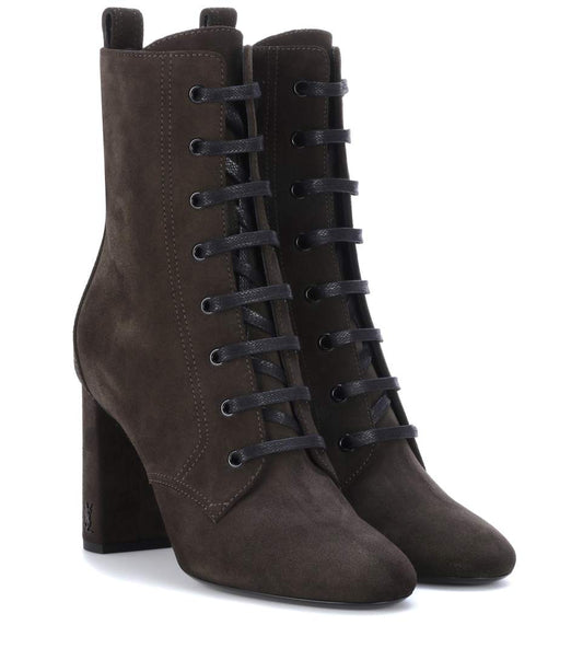 Saint Laurent LouLou Suede Lace-Up Boot