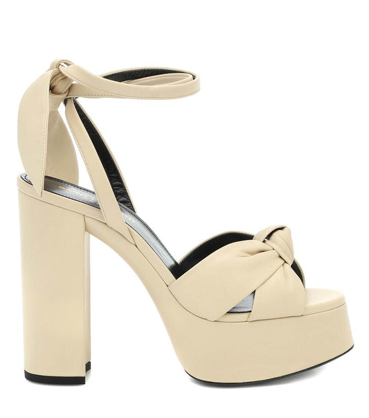 Saint Laurent Bianca Knotted Leather Platform Sandals