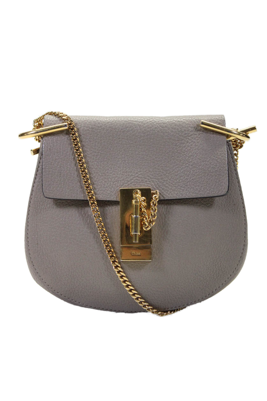 Chloe Womens Taupe Brown Leather Drew Chain Small Crossbody Bag Handbag