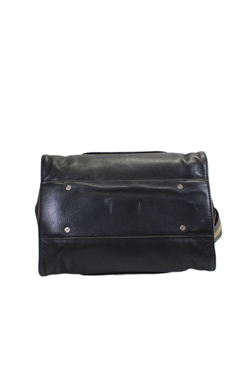 Chloe Womens Black Leather Zip Top Handle Everston Bag Handbag