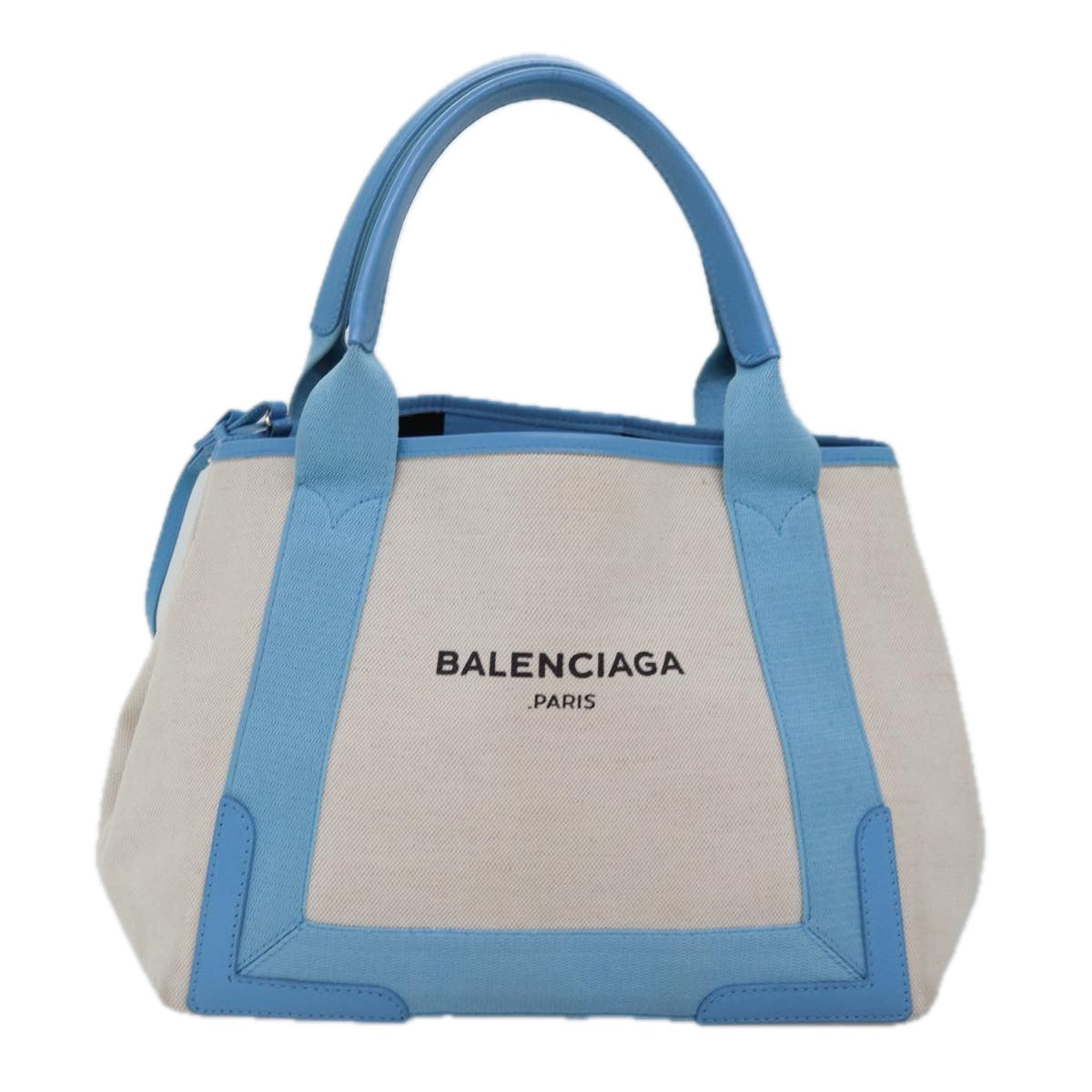 BALENCIAGA Navy Cabas S Hand Bag Canvas Blue Gray 339933 Auth ac3029