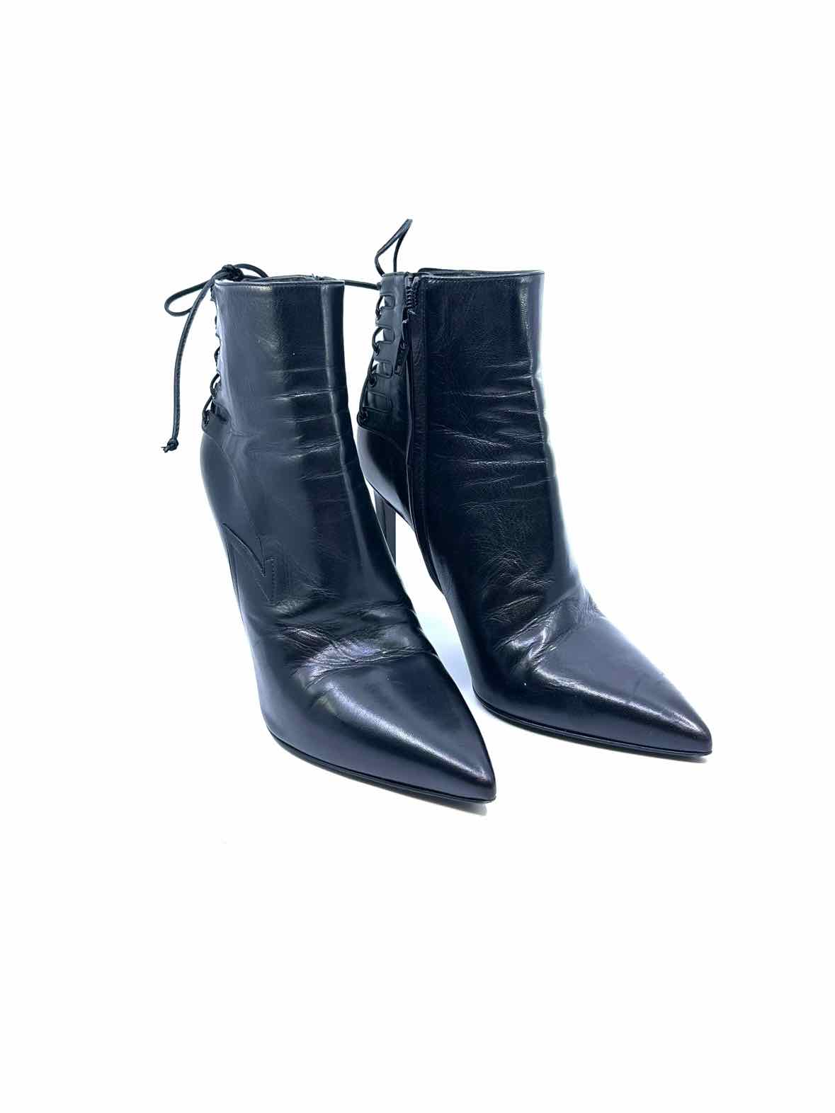 SAINT LAURENT Size 8.5 Black Leather Ankle Boot