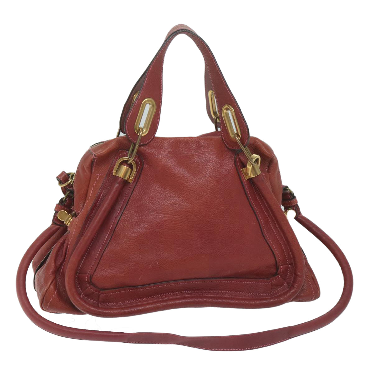 Chloe Paraty Hand Bag Leather Red am5508