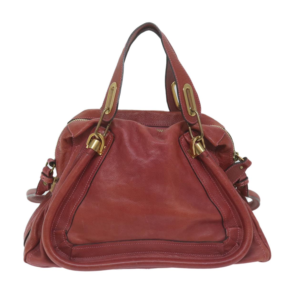 Chloe Paraty Hand Bag Leather Red am5508
