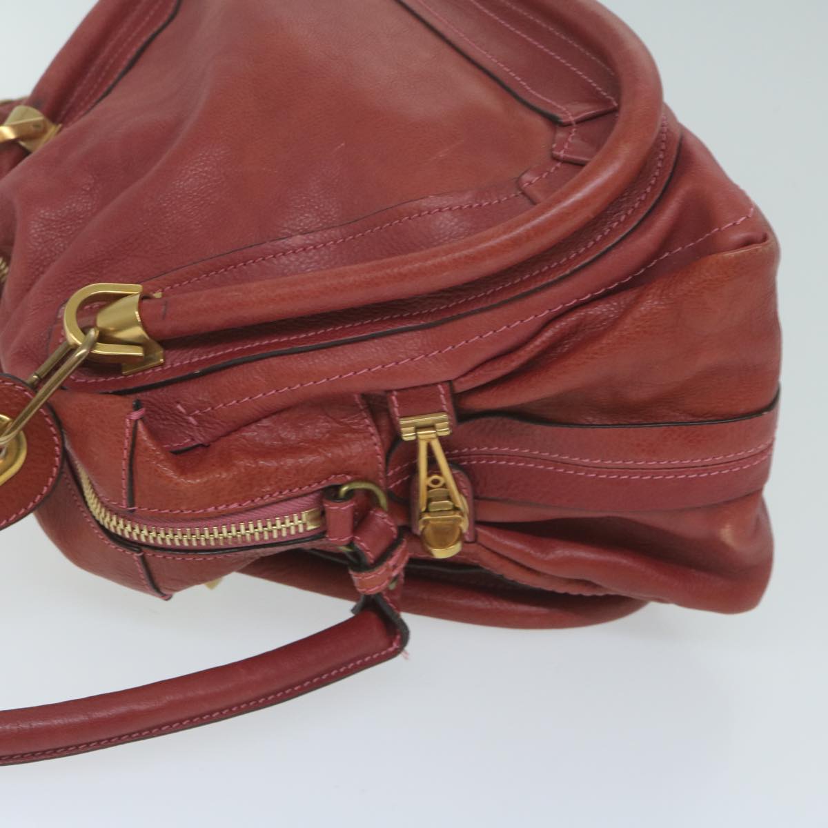 Chloe Paraty Hand Bag Leather Red am5508