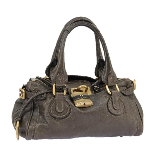 Chloe Paddington Hand Bag Leather Brown Gold Silver am7257
