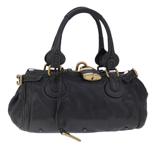Chloe Paddington Hand Bag Leather Dark Brown Gold Silver am7292