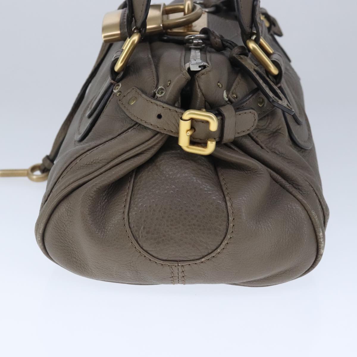 Chloe Paddington Hand Bag Leather Brown Gold Silver am7296