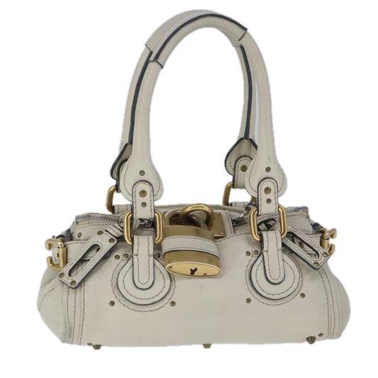 Chloe Mini Paddington Hand Bag Leather White Gold Silver am7299