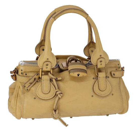 Chloe Paddington Hand Bag Leather Beige Silver am7341