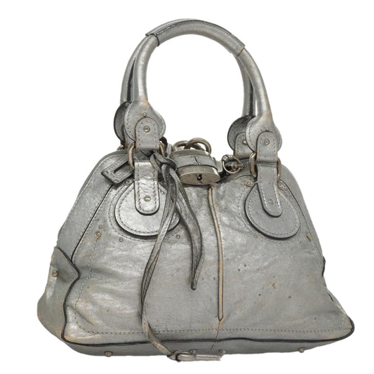 Chloe Paddington Hand Bag Leather Silver Gold am7386
