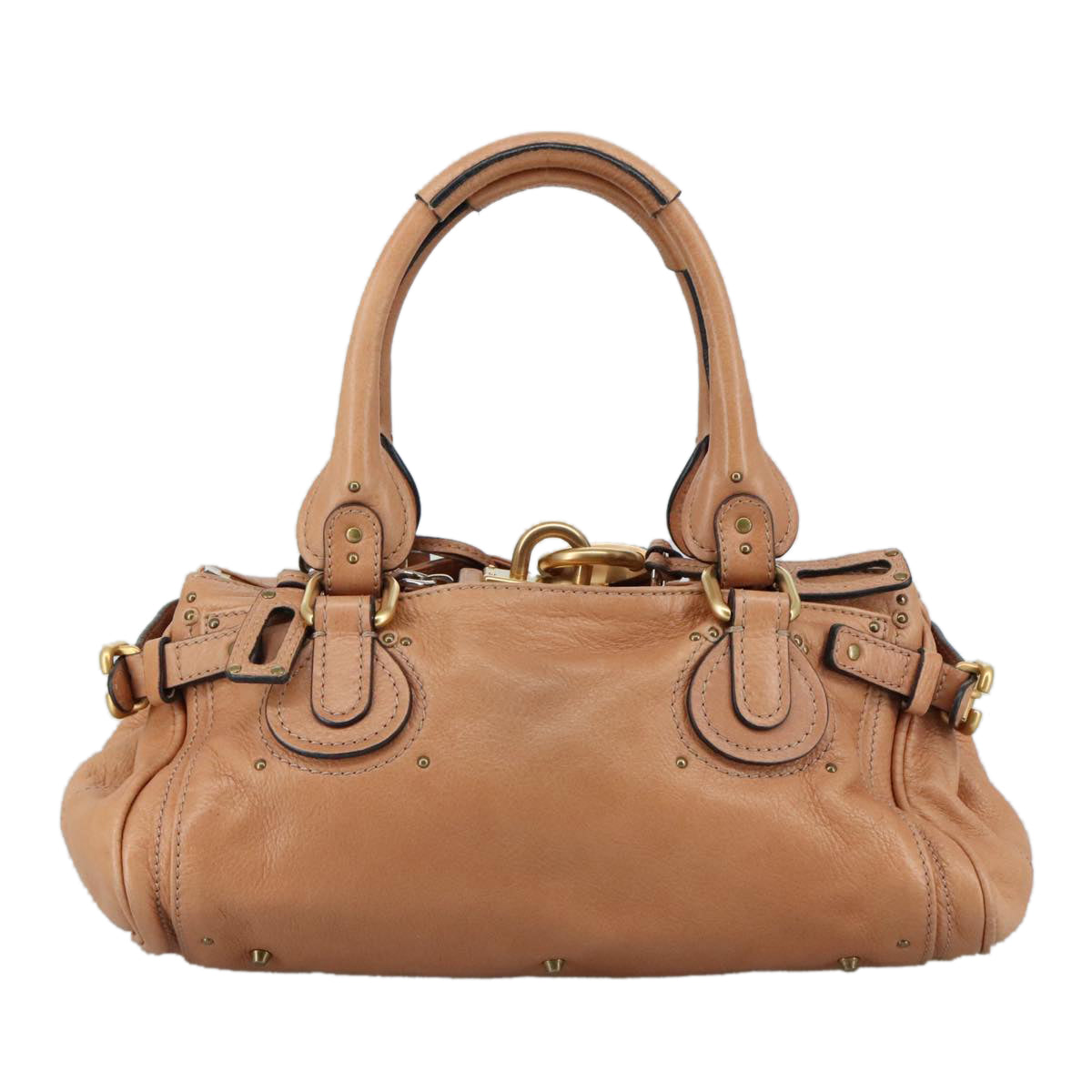 Chloe Paddington Hand Bag Leather Brown Gold Silver am7421