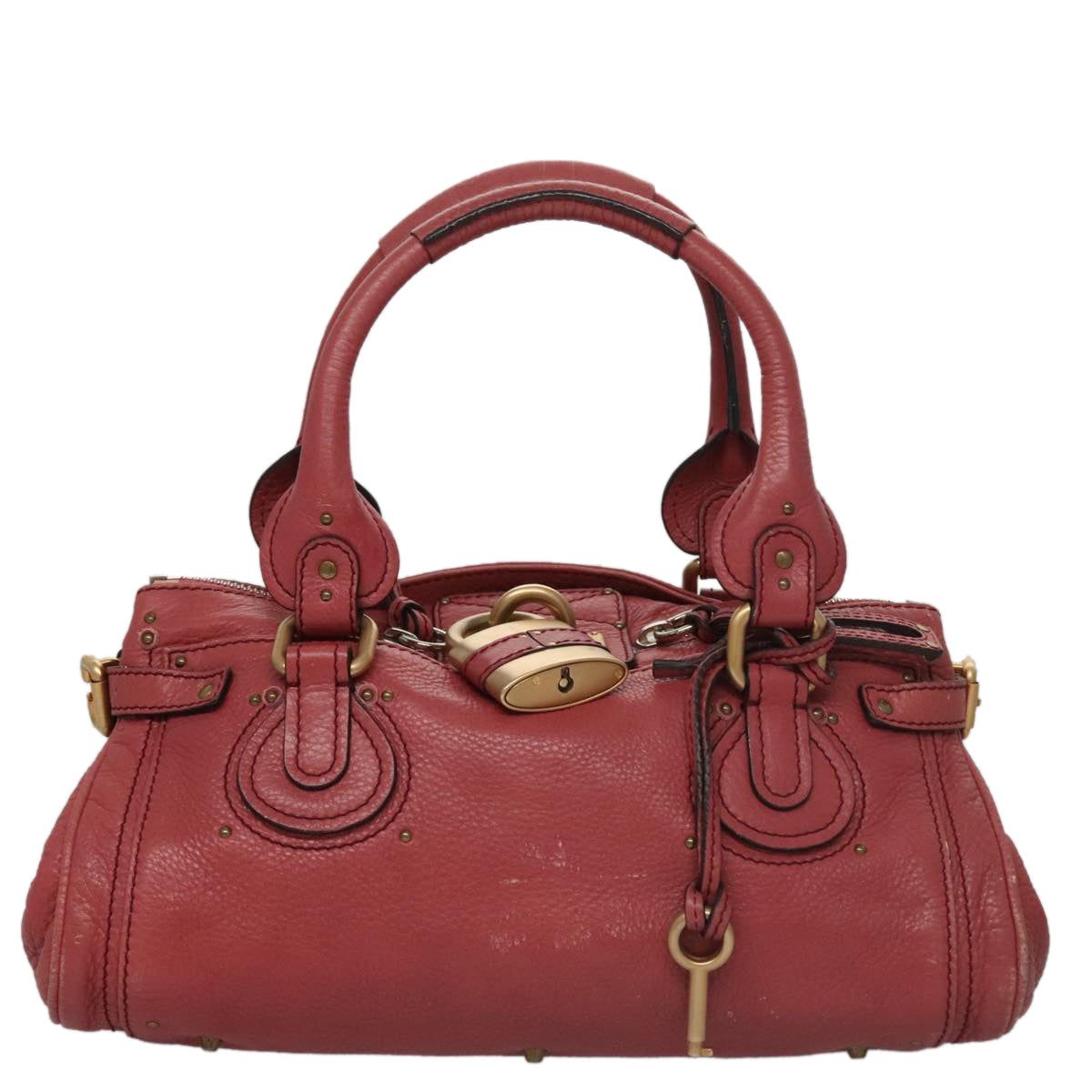 Chloe Paddington Hand Bag Leather Pink Gold Silver am7422