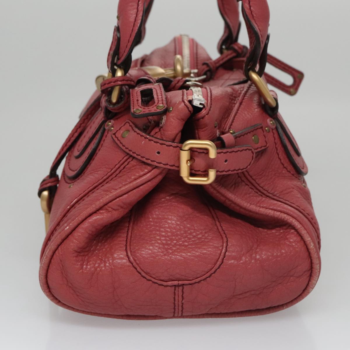 Chloe Paddington Hand Bag Leather Pink Gold Silver am7422