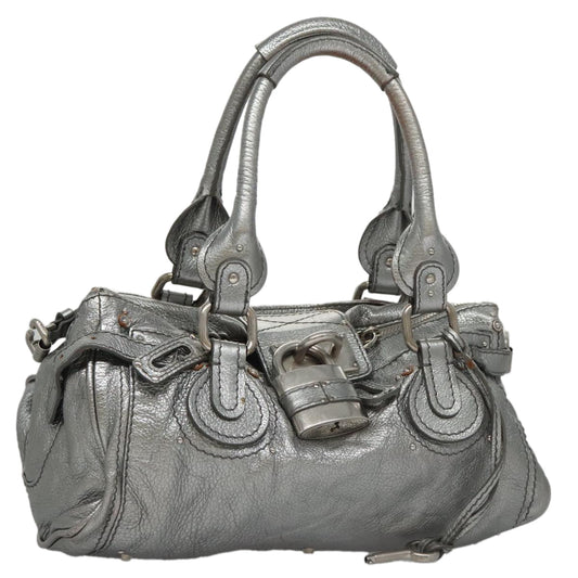 Chloe Paddington Hand Bag Leather Silver Gold am7440