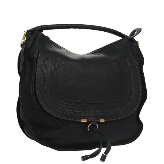 Chloe Mercy Hand Bag Leather Black Gold am7486