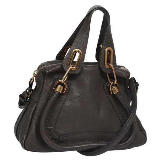Chloe Paraty Hand Bag Leather 2way Gray am7621