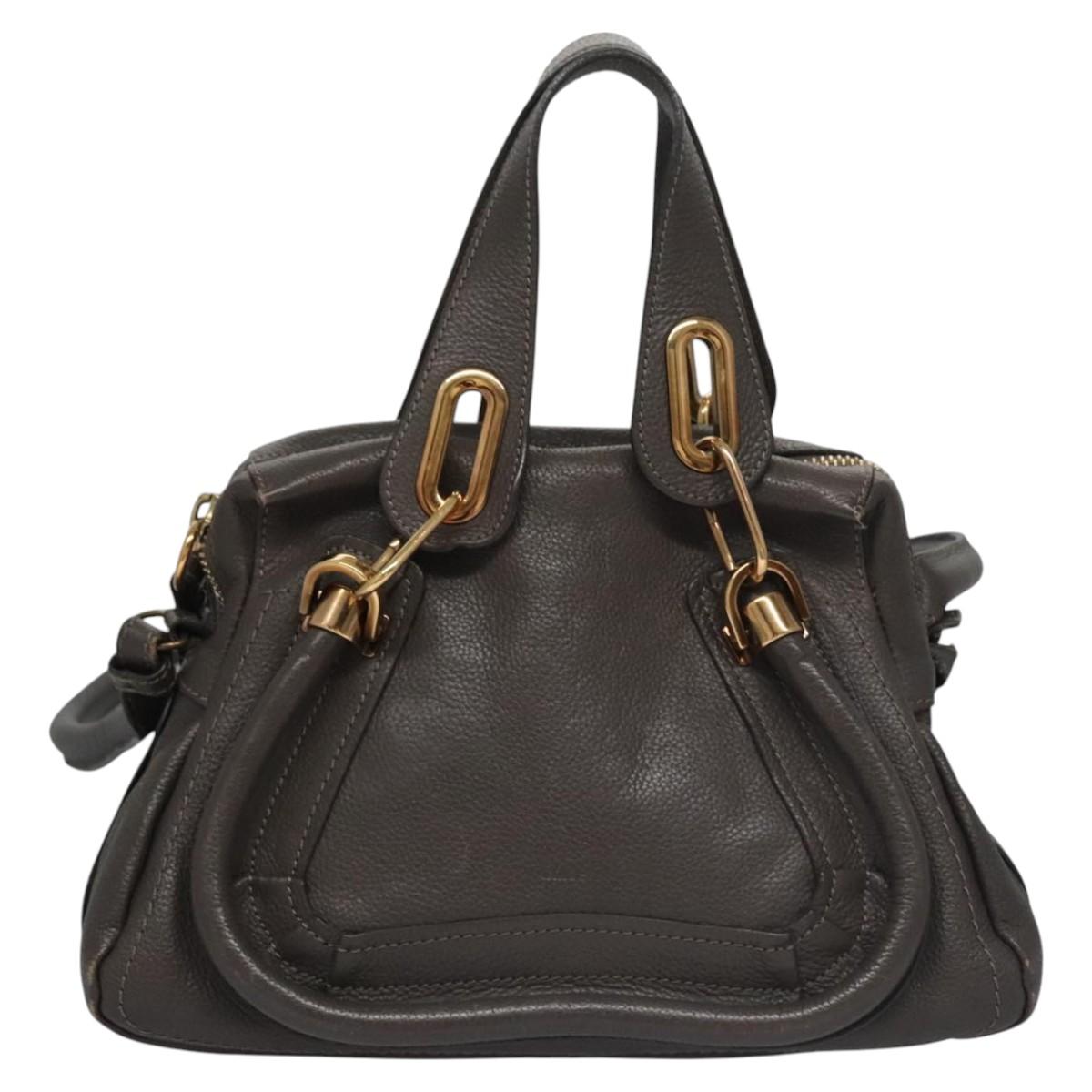 Chloe Paraty Hand Bag Leather 2way Gray am7621