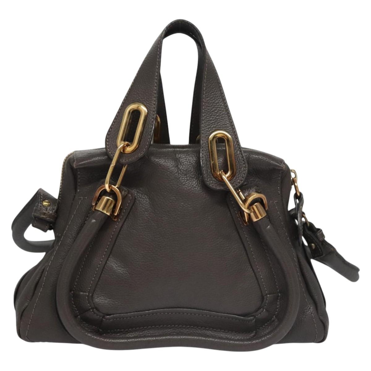 Chloe Paraty Hand Bag Leather 2way Gray am7621