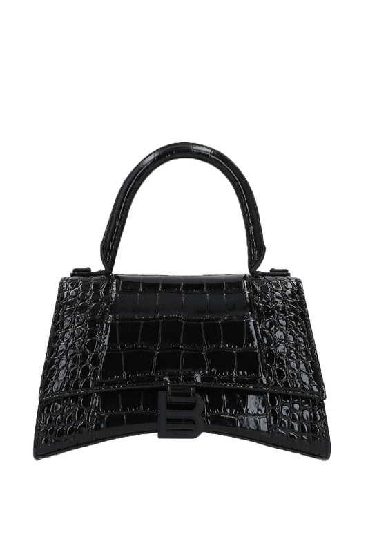 BALENCIAGA Hourglass S in Croc Embossed Leather