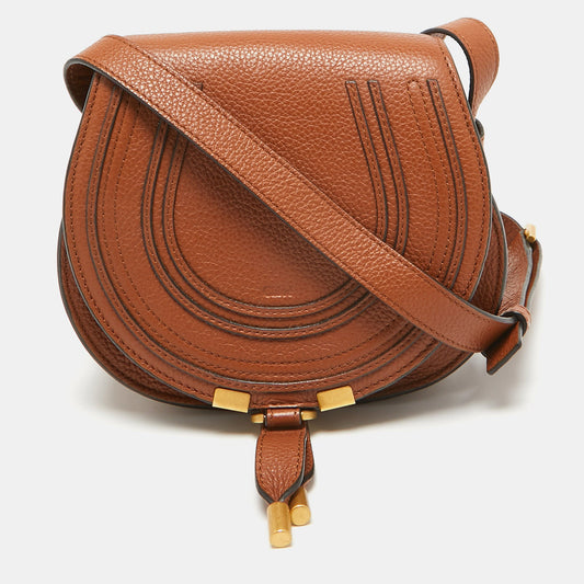 Chloe Brown Leather Small Marcie Saddle Bag