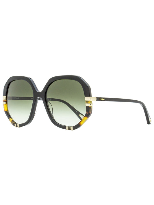 Chloe Women's Geometric Sunglasses CH0105S 002 Black/Havana 58mm
