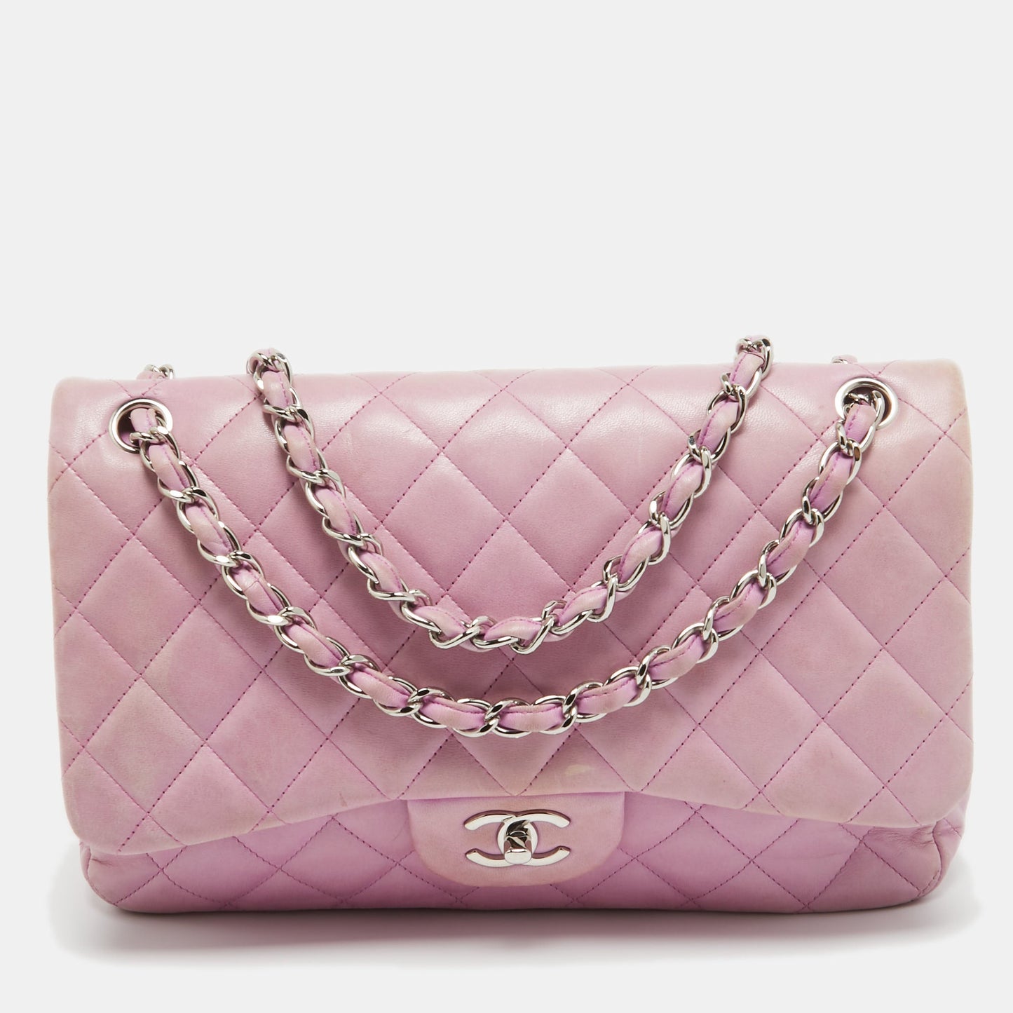 Chanel Lilac Quilted Lambskin Leather Jumbo Classic Double Flap Bag