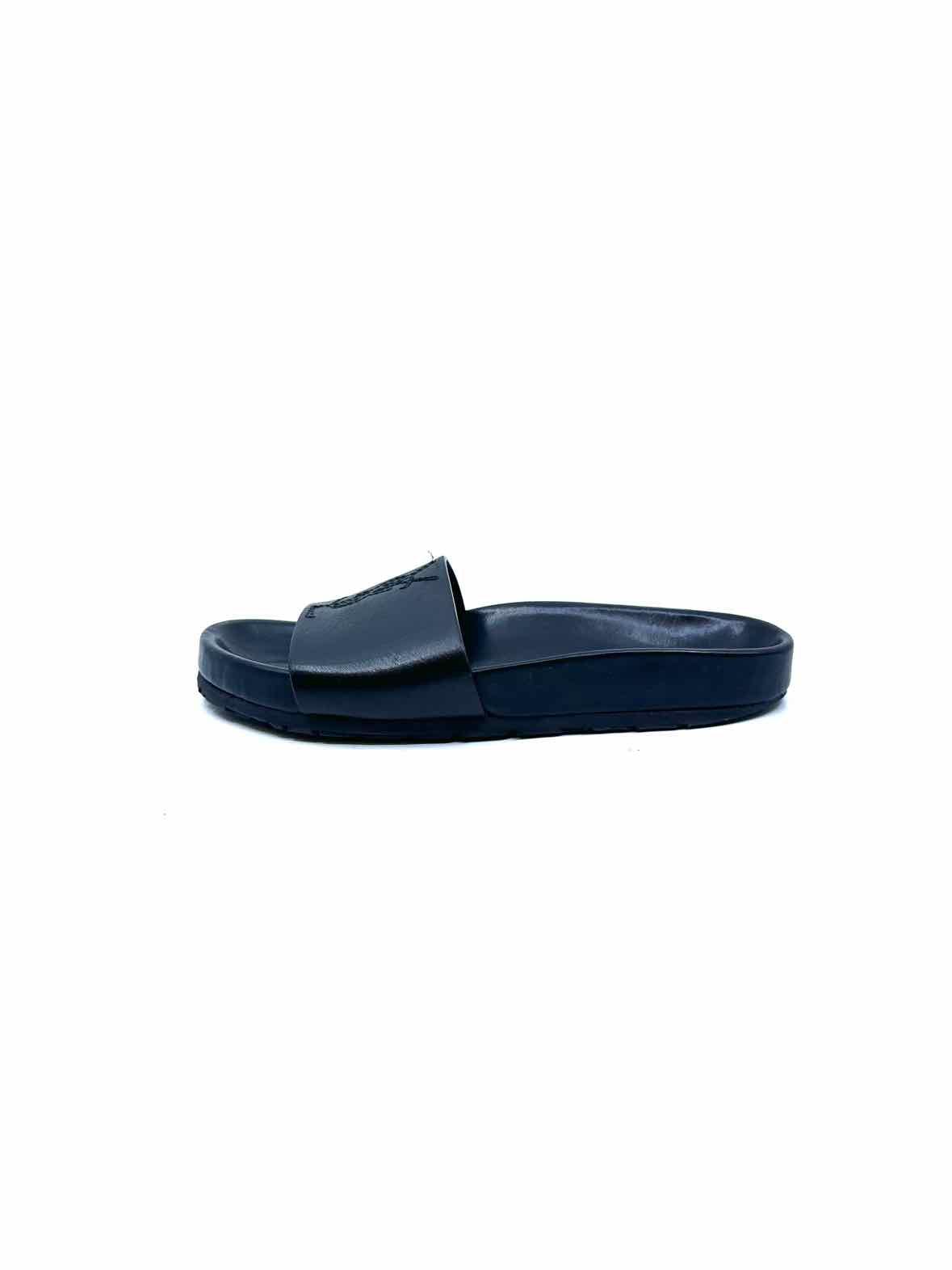 YVES SAINT LAURENT Size 6.5 Black Leather Solid Sandals