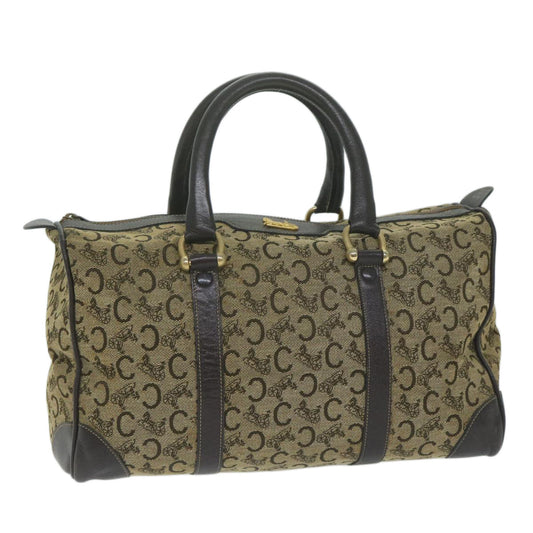 CELINE C Macadam Canvas Boston Bag Brown Auth bs11460