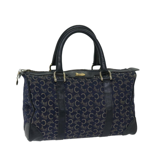 CELINE C Macadam Canvas Boston Bag Navy Auth bs12633