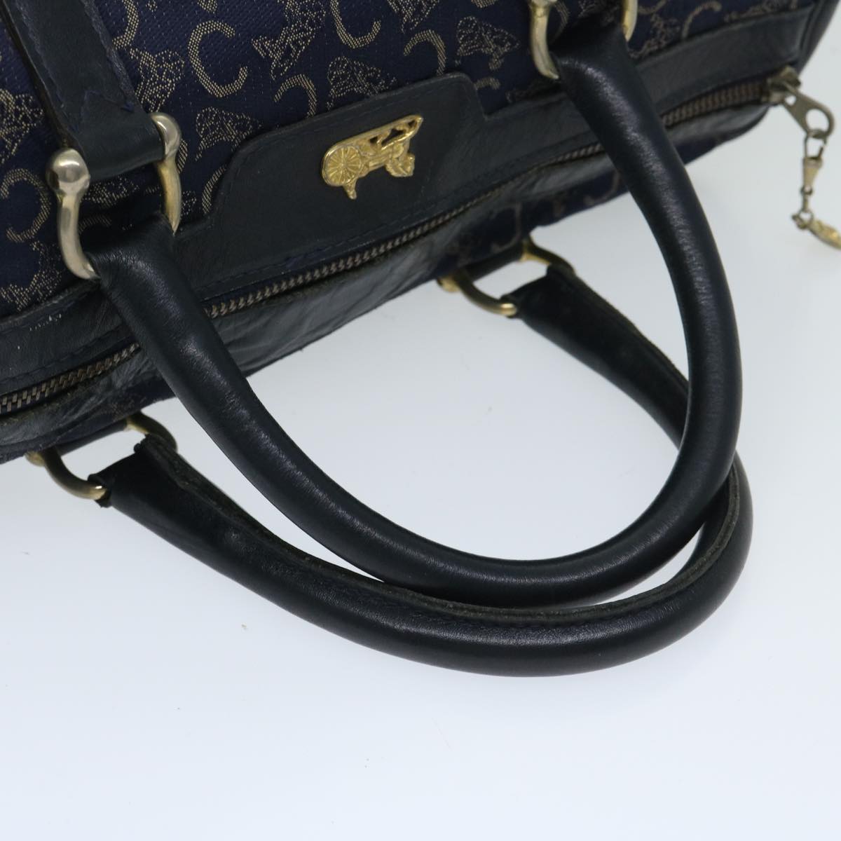 CELINE C Macadam Canvas Boston Bag Navy Auth bs12633
