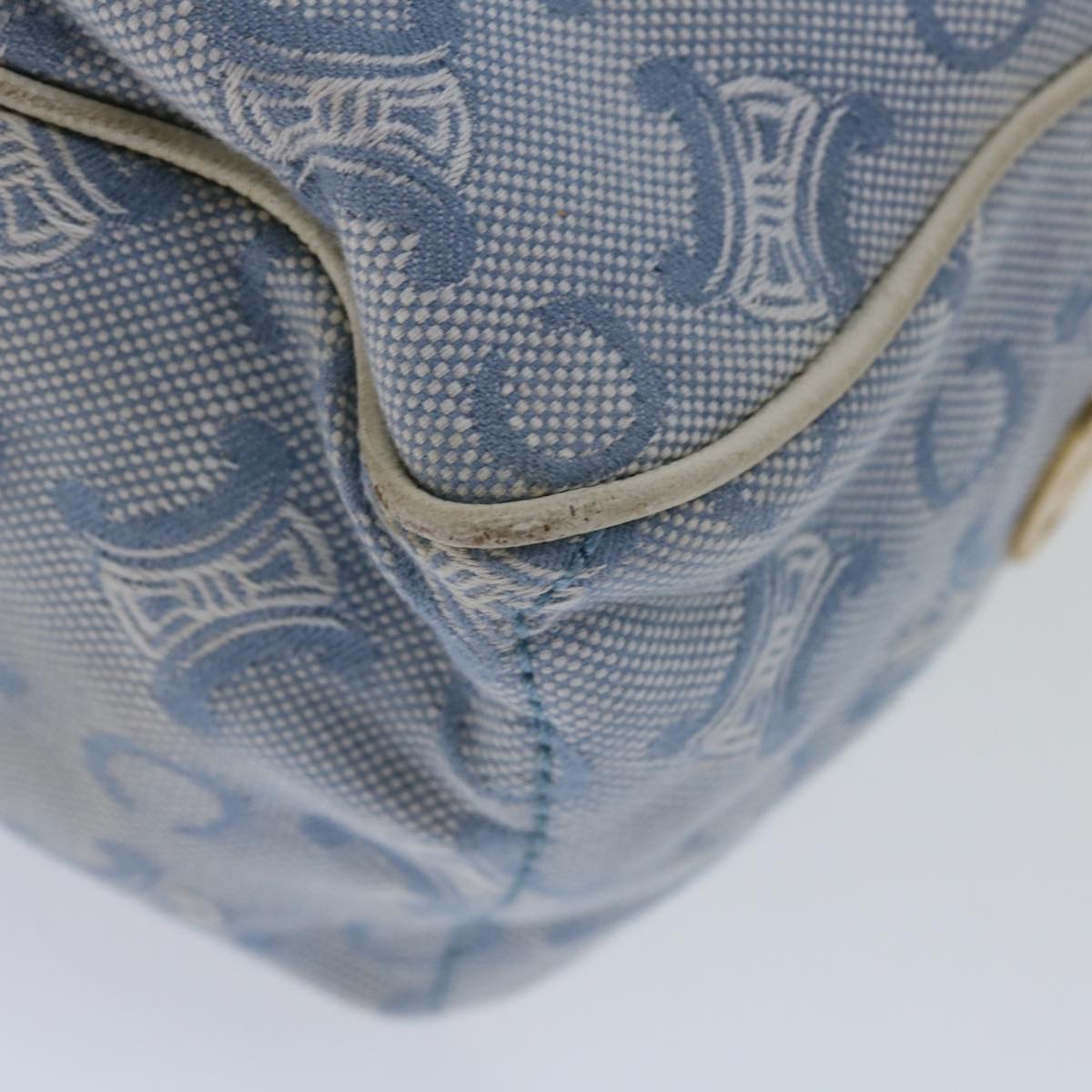 CELINE C Macadam Canvas Boogie Hand Bag Light Blue Auth bs12768