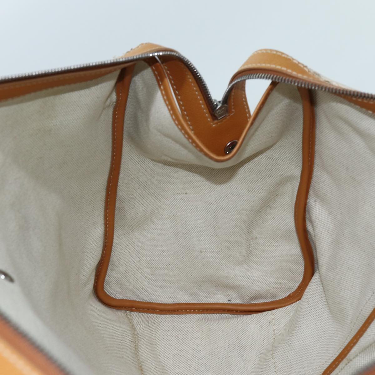 CELINE C Macadam Canvas Boston Bag White Auth bs13387