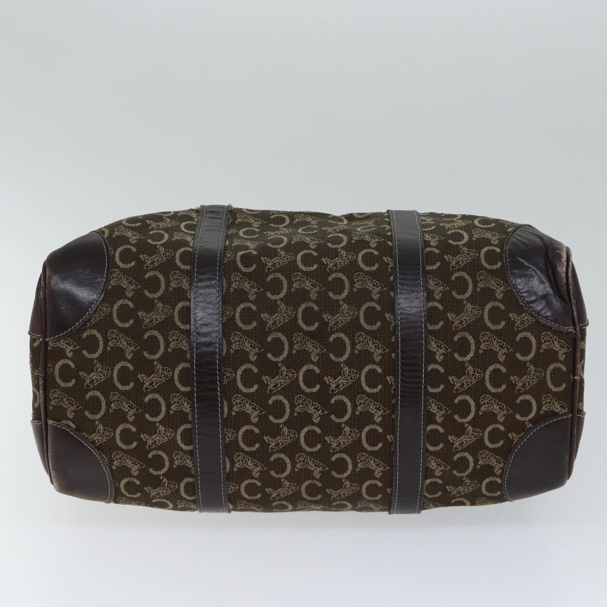 CELINE C Macadam Canvas Boston Bag Brown Auth bs13731