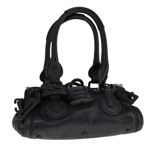 Chloe Paddington Mini Hand Bag Leather Black Silver bs21787