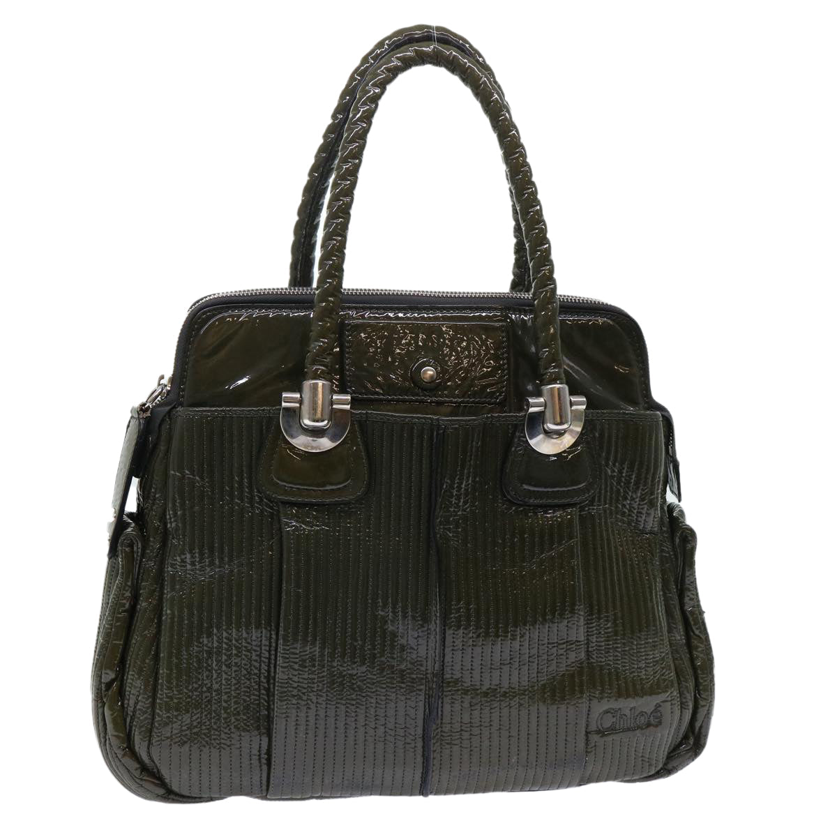 Chloe Eloise Hand Bag Patent leather Khaki bs7343