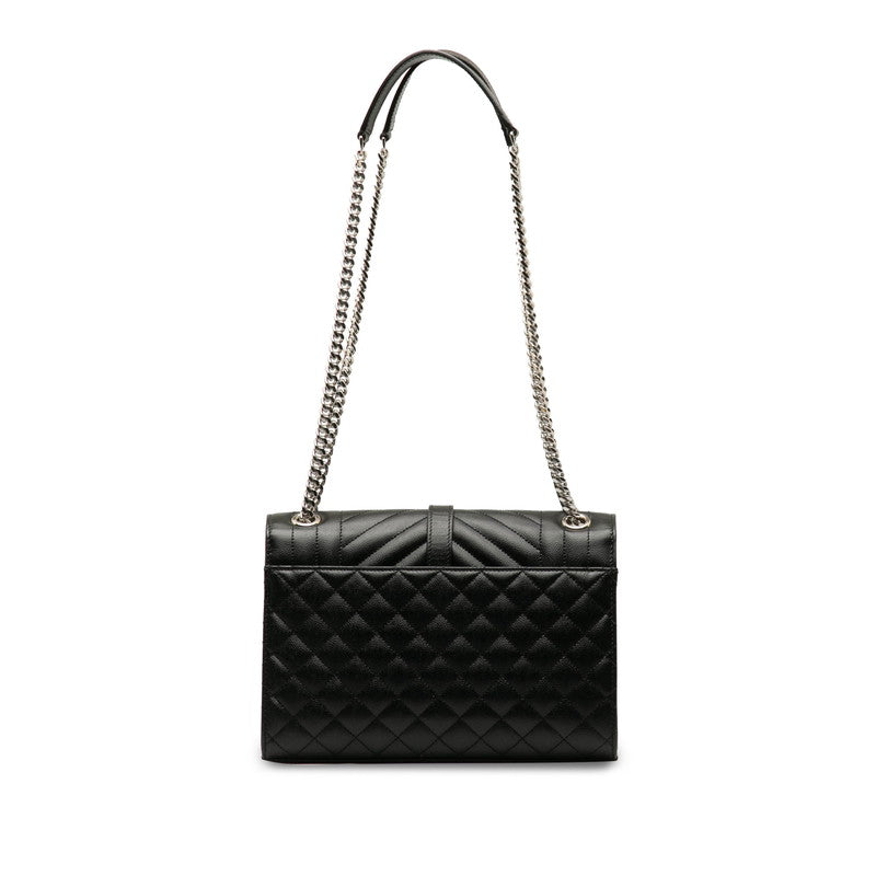 Saint Laurent Monogram Envelope in Calf Leather Black 600185