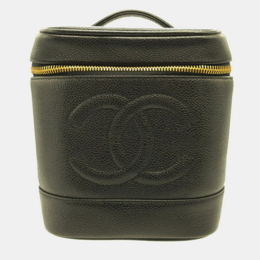 Chanel black caviar skin Vertical vanity bag