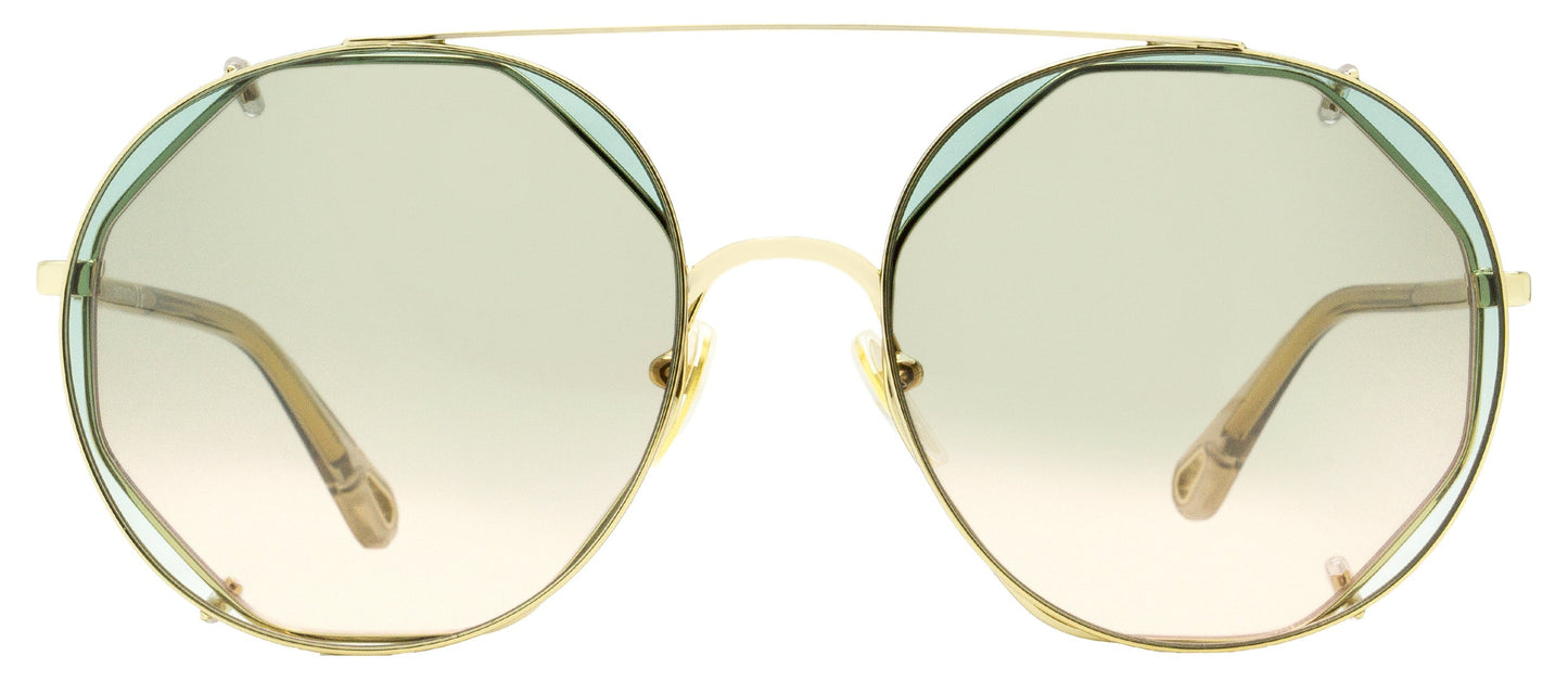 Chloe Women's Clip-on Sunglasses CH0041S 001 Gold/Clear 57mm