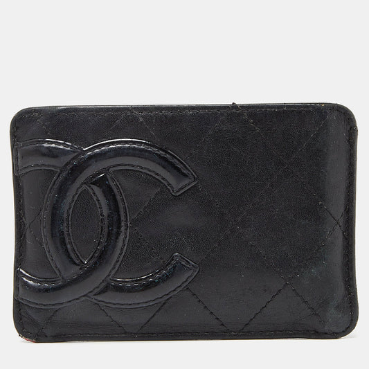 Chanel Black Quilted Leather Cambon Ligne Card Holder