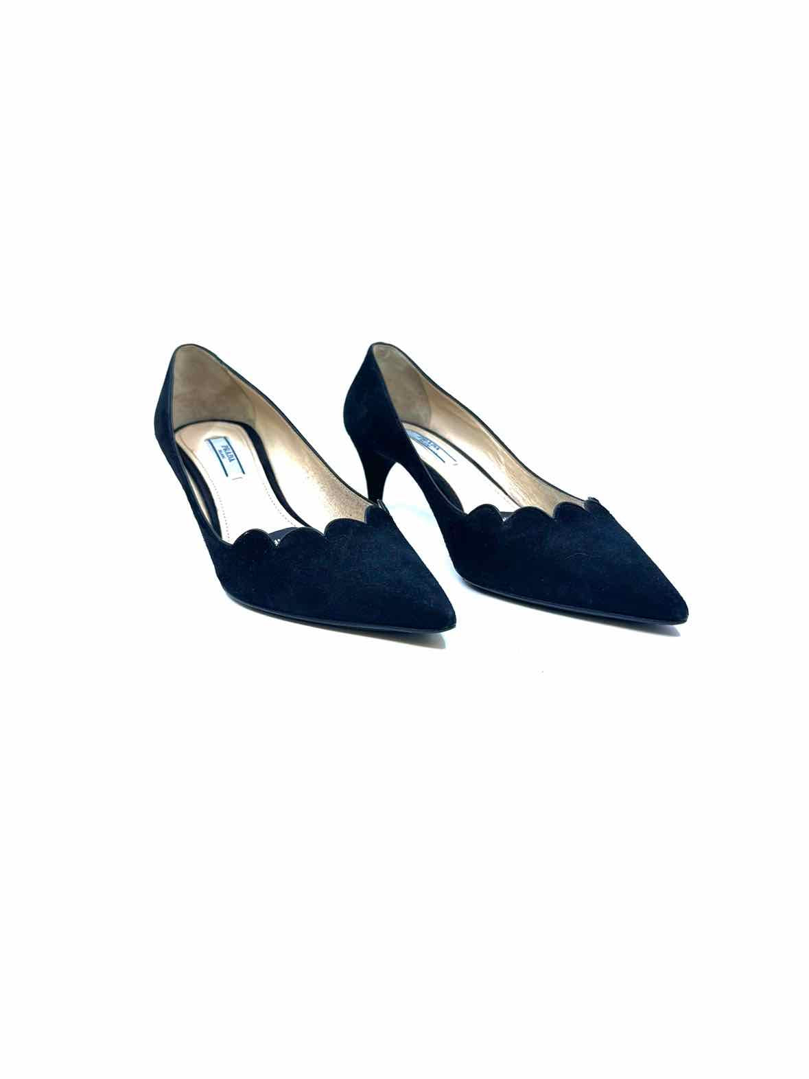 PRADA Size 6.5 Black Suede Pumps