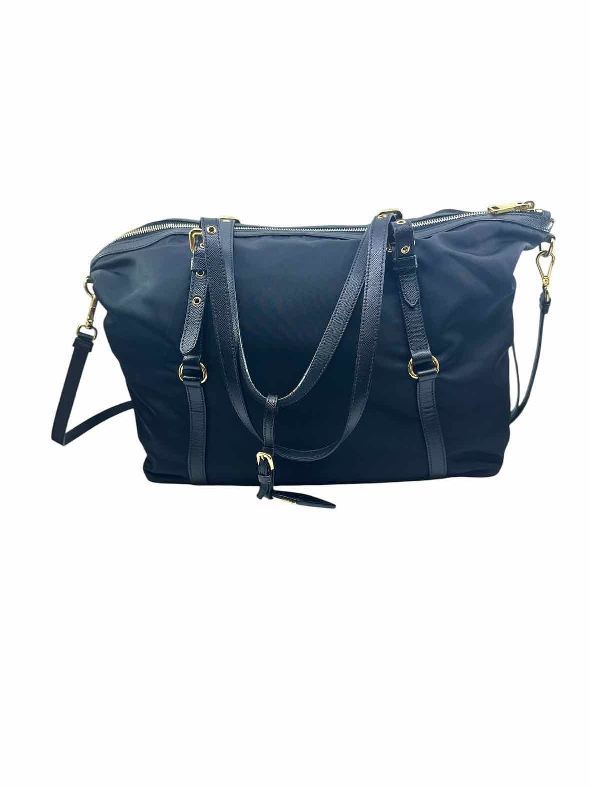 PRADA Black Nylon Solid Handbag