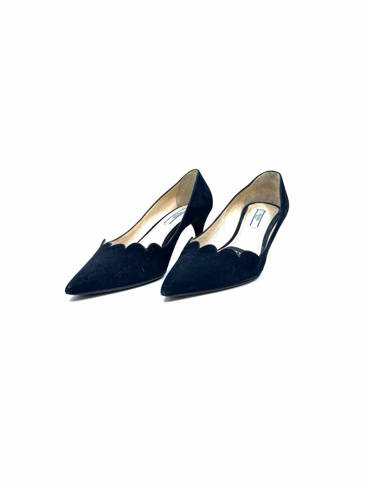 PRADA Size 6.5 Black Suede Pumps